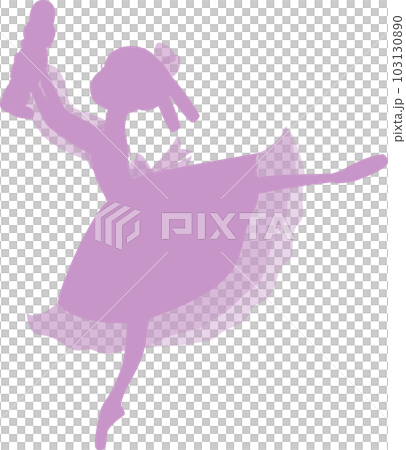 クラシックバレエくるみ割り人形のクララを踊るバレリーナの薄紫色のシルエット クラシックバレエくるみ割り人形のクララを踊るバレリーナの薄紫色のシルエット 103130890