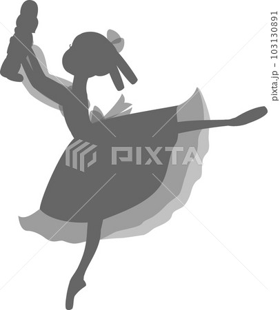 クラシックバレエくるみ割り人形のクララを踊るバレリーナの濃いグレーのシルエット クラシックバレエくるみ割り人形のクララを踊るバレリーナの濃いグレーのシルエット 103130891