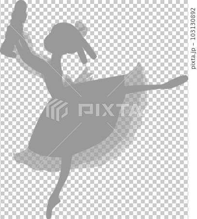 クラシックバレエくるみ割り人形のクララを踊るバレリーナのグレーのシルエット クラシックバレエくるみ割り人形のクララを踊るバレリーナのグレーのシルエット 103130892