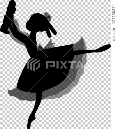從經典芭蕾舞劇《胡桃夾子》中跳克拉拉的芭蕾舞演員的黑色剪影 從經典芭蕾舞劇《胡桃夾子》中跳克拉拉的芭蕾舞演員的黑色剪影 103130894