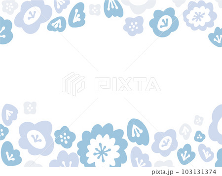 梅雨色の北欧風の花のフレーム 103131374