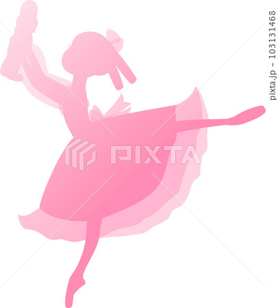 クラシックバレエくるみ割り人形のクララを踊るバレリーナのピンクのシルエット 103131468
