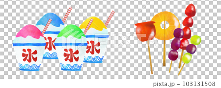 shaved ice fruit candy collection illustration shaved ice fruit candy collection illustration 103131508