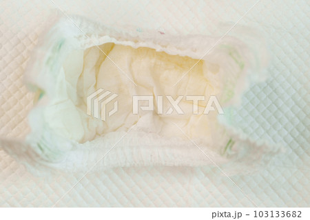 dirty baby diaper with urine 103133682