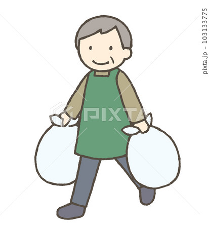 ゴミ出しをする男性のイラスト ゴミ出しをする男性のイラスト 103133775