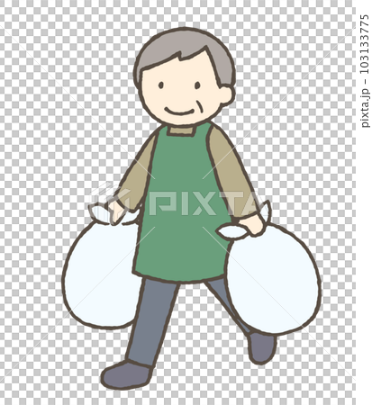 ゴミ出しをする男性のイラスト ゴミ出しをする男性のイラスト 103133775