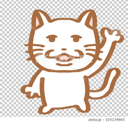 Loose cat waving left hand white 103134665