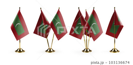 Small national flags of the Maldives on a white background 103136674