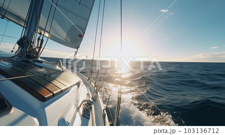 Sailboat in the sea, luxury summer adventure, active vacation in Mediterranean sea 103136712