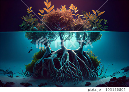 Mangrove and crystal clear water 103136805