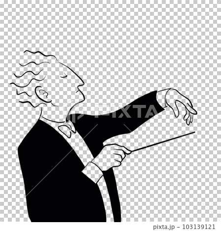 全心全意指揮的指揮的單色插圖 103139121