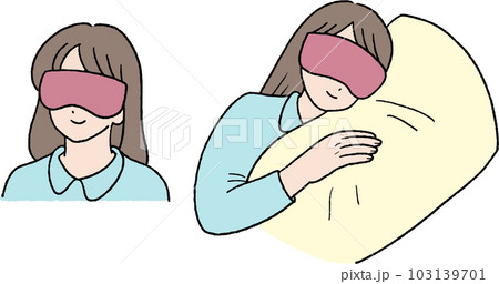 アイマスクを着ける女性のイラスト素材 103139701