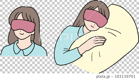 アイマスクを着ける女性のイラスト素材 103139701