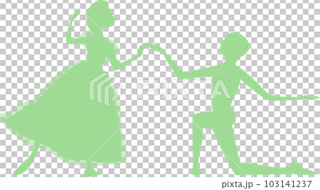 パ・ド・ドゥ2人で踊るバレリーナの緑色のシルエット 103141237