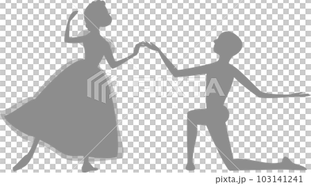 パ・ド・ドゥ2人で踊るバレリーナのグレーのシルエット 103141241