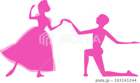 パ・ド・ドゥ2人で踊るバレリーナのピンクのシルエット パ・ド・ドゥ2人で踊るバレリーナのピンクのシルエット 103141244