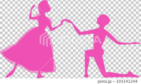 芭蕾舞演員與兩個雙人舞的粉紅色剪影 芭蕾舞演員與兩個雙人舞的粉紅色剪影 103141244