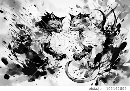 猫 水墨画（Ink Painter Fumika Tanaka | 全ての猫に幸あれ