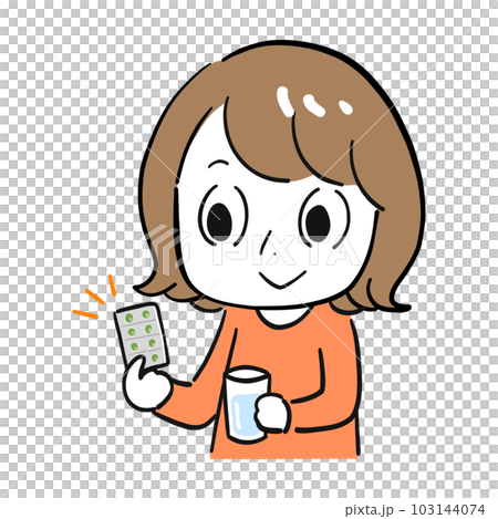 Woman taking medicine pills 103144074