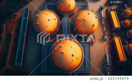 Aerial view storage tank farm, Tank farm...のイラスト素材 [103144079] - PIXTA