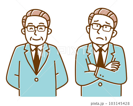 シニアのビジネスマン男性の表情バリエーションイラスト 103145428