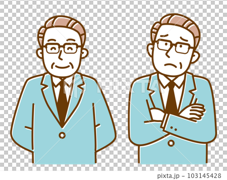 シニアのビジネスマン男性の表情バリエーションイラスト 103145428