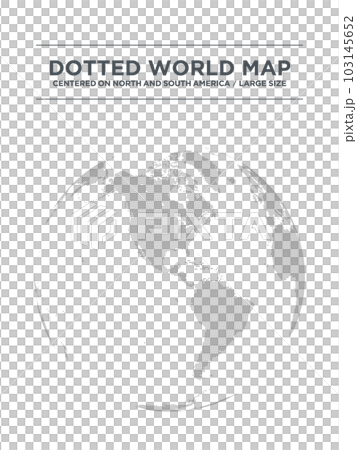 アメリカ大陸を中心とした、白黒の球体型のドットマップ。　大サイズ。 103145652