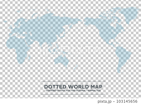 Dotted world map centered on East Asia, medium size 103145656