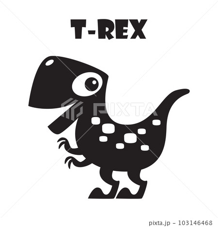 Tyrannosaurus Rex . Cute dinosaurs cartoon characters . Silhouette black isolated color . Flat design . Vector illustration . Tyrannosaurus Rex . Cute dinosaurs cartoon characters . Silhouette black isolated color . Flat design . Vector illustration . 103146468