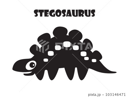 Stegosaurus . Cute dinosaurs cartoon characters . Silhouette black isolated color . Flat design . Vector illustration . Stegosaurus . Cute dinosaurs cartoon characters . Silhouette black isolated color . Flat design . Vector illustration . 103146471
