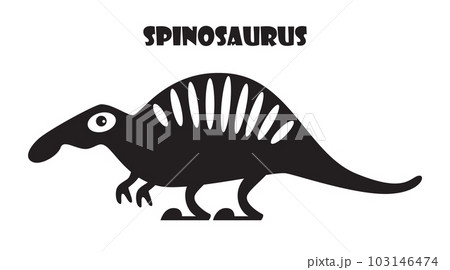 Spinosaurus . Cute dinosaurs cartoon characters . Silhouette black isolated color . Flat design . Vector illustration . Spinosaurus . Cute dinosaurs cartoon characters . Silhouette black isolated color . Flat design . Vector illustration . 103146474