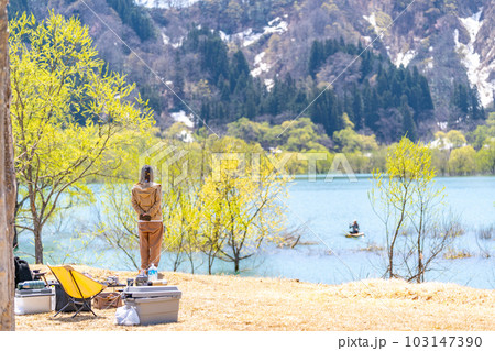 白川湖の水没林 カヌー 眺める 白川湖の水没林 カヌー 眺める 103147390