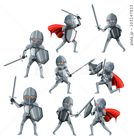 Set medieval knight cartoon character Set medieval knight cartoon character 103147833