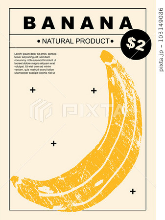 Banana. Set of posters of fruits and vegetables...のイラスト素材