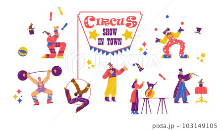 Set of various circus performers flat style, vector illustration Set of various circus performers flat style, vector illustration 103149105