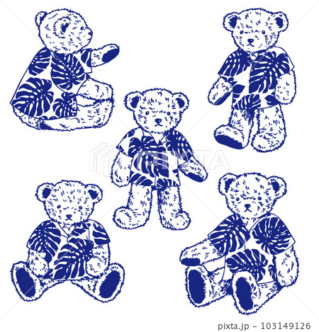 アロハを着た可愛いクマのベクター素材, アロハを着た可愛いクマのベクター素材, 103149126