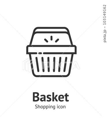Shopping Basket with Handle Sign Thin Line Icon Emblem Concept. Vector Shopping Basket with Handle Sign Thin Line Icon Emblem Concept. Vector 103149162