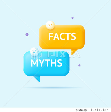 3d Myths vs Facts Banner Concept Cartoon Style. Vector 103149187