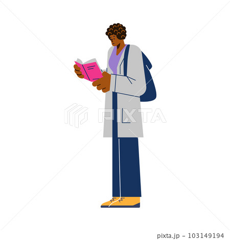 African american medical student or aspiring doctor flat vector isolated. 103149194