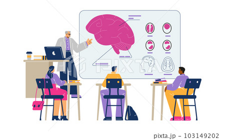 Students studying medicine in university flat vector illustration isolated. 103149202