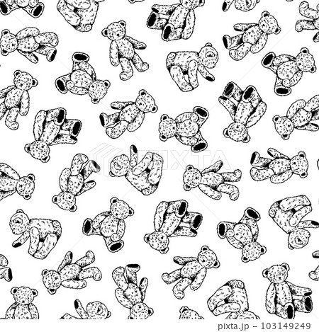 シンプルで可愛いクマの連続する平送り総柄, シンプルで可愛いクマの連続する平送り総柄, 103149249