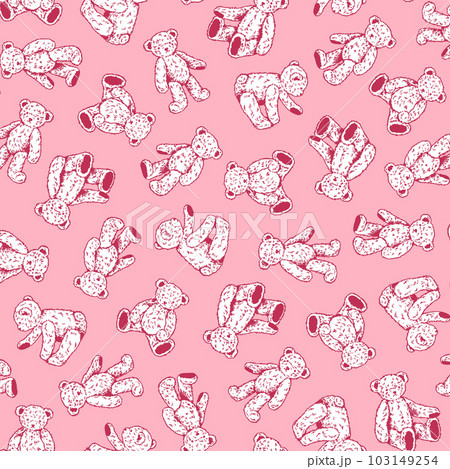 シンプルで可愛いクマの連続する平送り総柄, シンプルで可愛いクマの連続する平送り総柄, 103149254