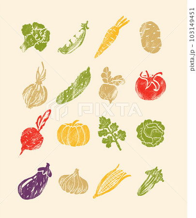 Vegetable abstract illustration. Flat vector. Vegetable icons, drawn style.	 103149451