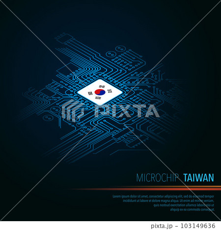 Electric circuit perspective Korea blue microchip 103149636
