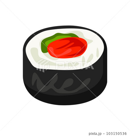 Futomaki with tuna and cucumber illustration in color cartoon style. Editable vector graphic design. Futomaki with tuna and cucumber illustration in color cartoon style. Editable vector graphic design. 103150536