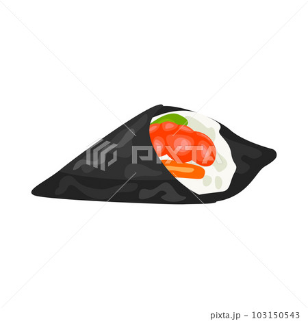 Temaki with shrimp illustration in color cartoon style. Editable vector graphic design. Temaki with shrimp illustration in color cartoon style. Editable vector graphic design. 103150543