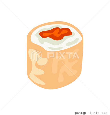 Hosomaki with cheese illustration in color cartoon style. Editable vector graphic design. 103150558
