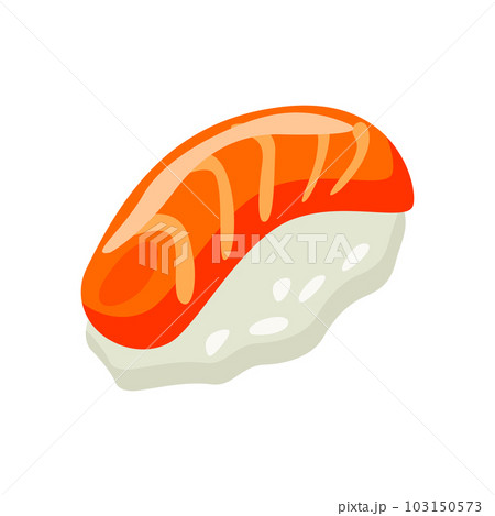 Nigiri with salmon illustration in color cartoon style. Editable vector graphic design. Nigiri with salmon illustration in color cartoon style. Editable vector graphic design. 103150573