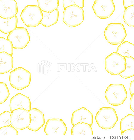 Hand drawn watercolor banana frame isolated on white background. Can be used for cards, invitation, label. 103151849