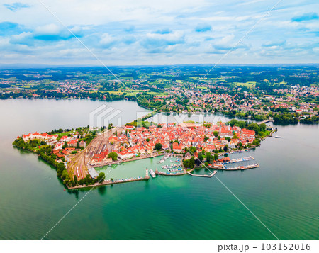 Lindau aerial panoramic view in Bavaria, Germany 103152016